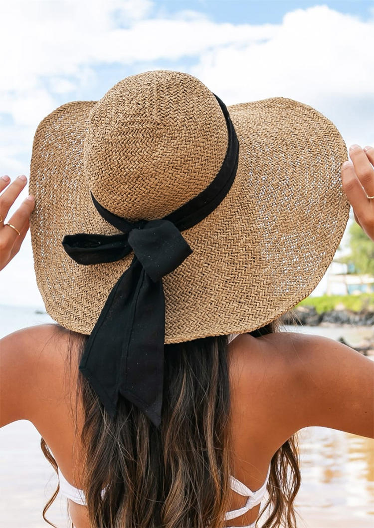 

Sun Visor Rolled Up Straw Hat, Khaki, 532037