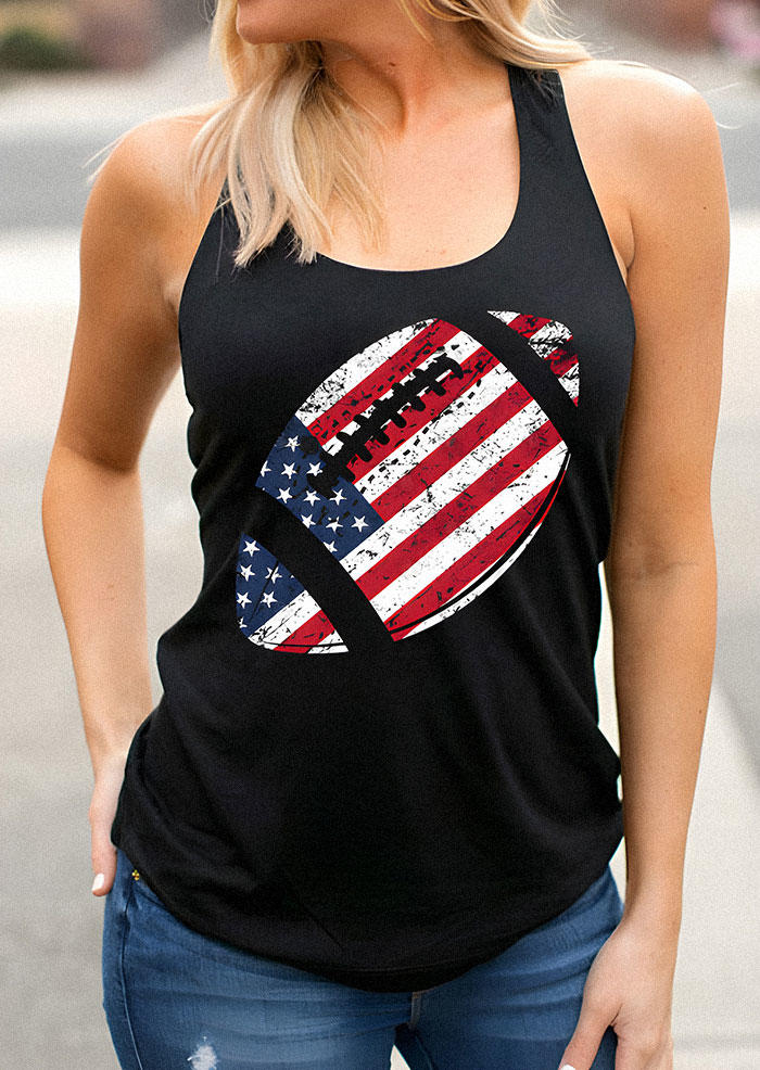 

American Flag Football Racerback Tank - Black, 532090