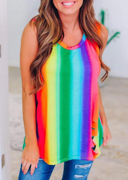 

Gradient Rainbow Cut Out Tank, Multicolor, 532121