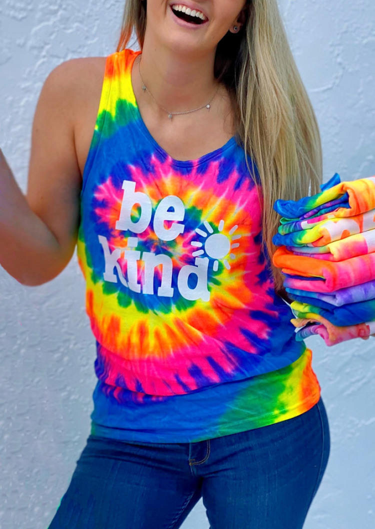 

Swirl Tie Dye Be Kind Casual Tank, Multicolor, SCM000881