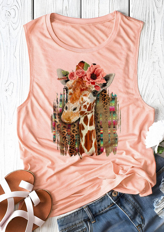 

Floral Giraffe Leopard Tank - Pink, 532085
