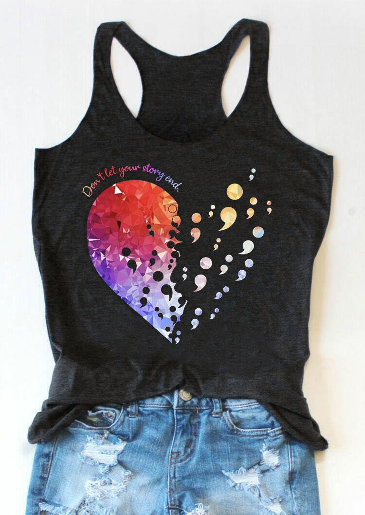 

Don't Let Your Story End Heart Racerback Tank - Dark Grey, 532129