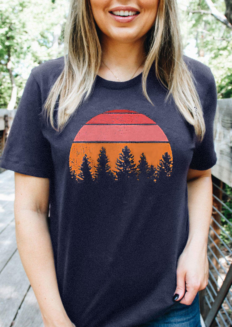 Buy Forest Sunset T-Shirt Tee - Navy Blue. Picture