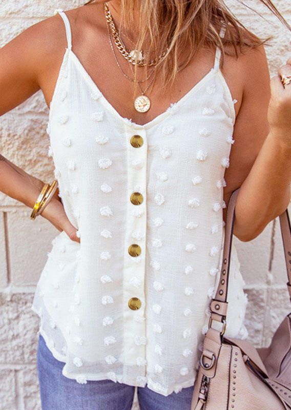 

Button Dotted Swiss Camisole - White, 532177