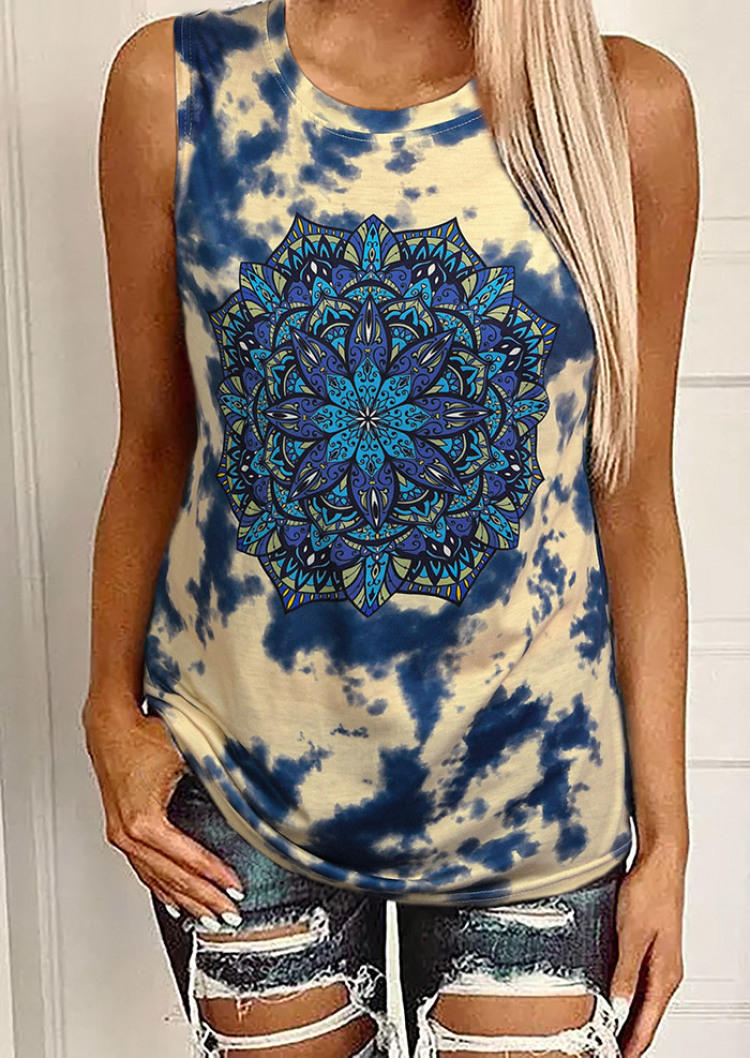 

Tie Dye Floral Tank - Blue, SCM000874
