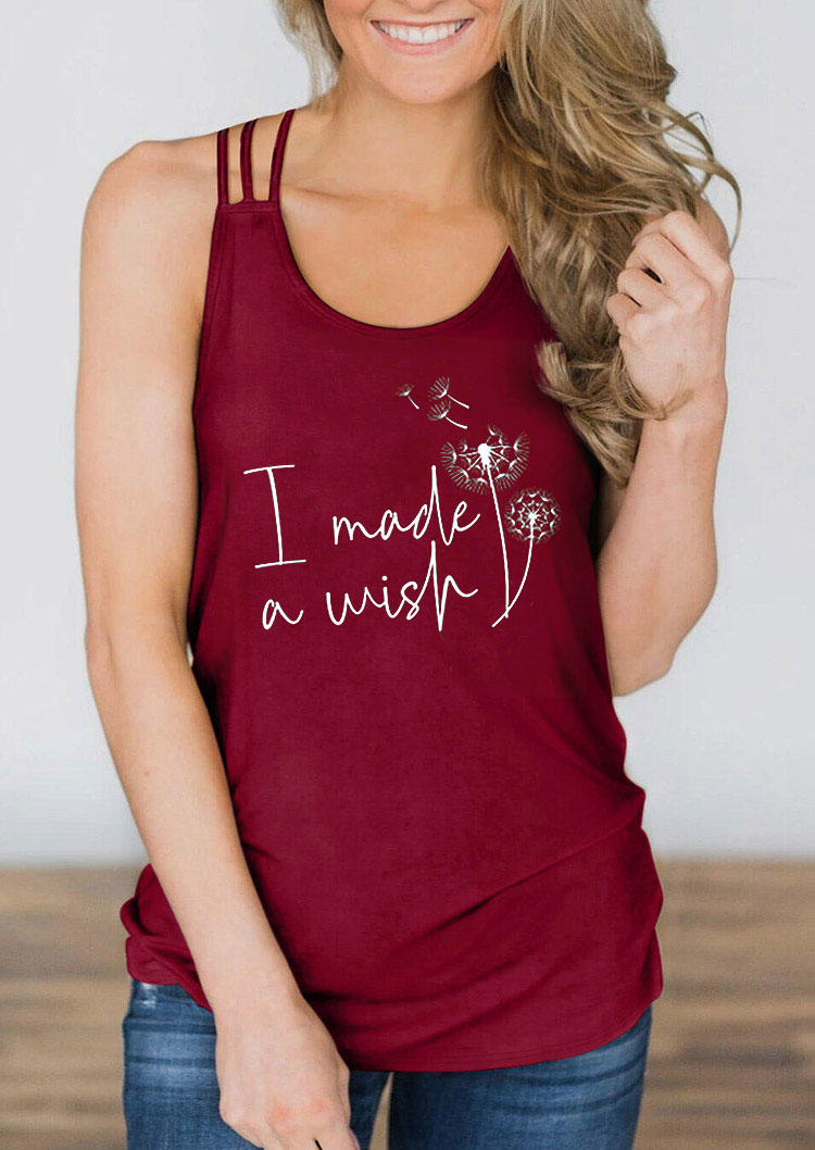 I Made A Wish Dandelion Hollow Out Tank - Burgundy