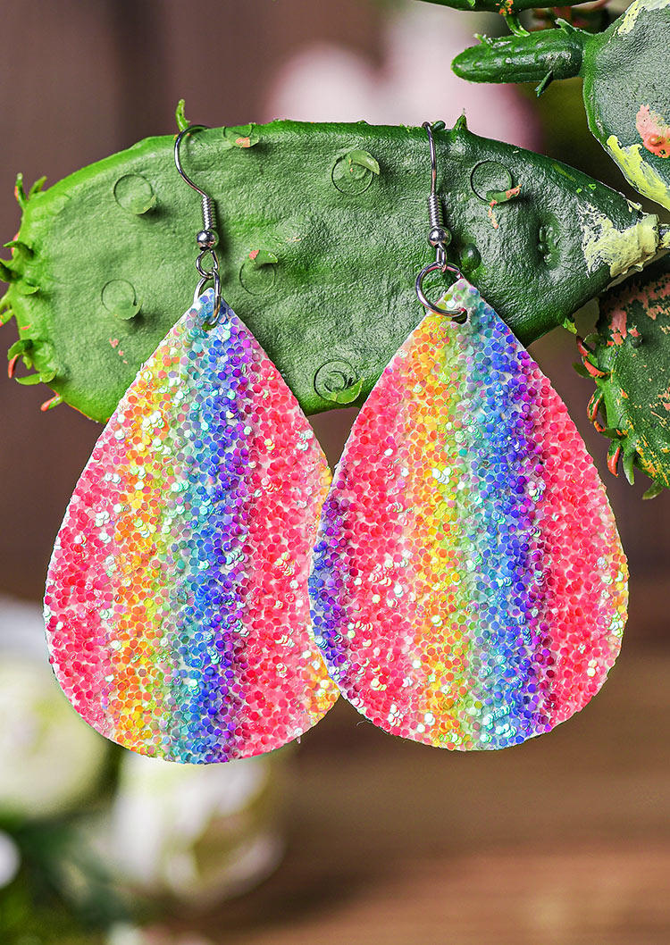 

Sequined Gradient Water Drop Earrings, Multicolor, 532147