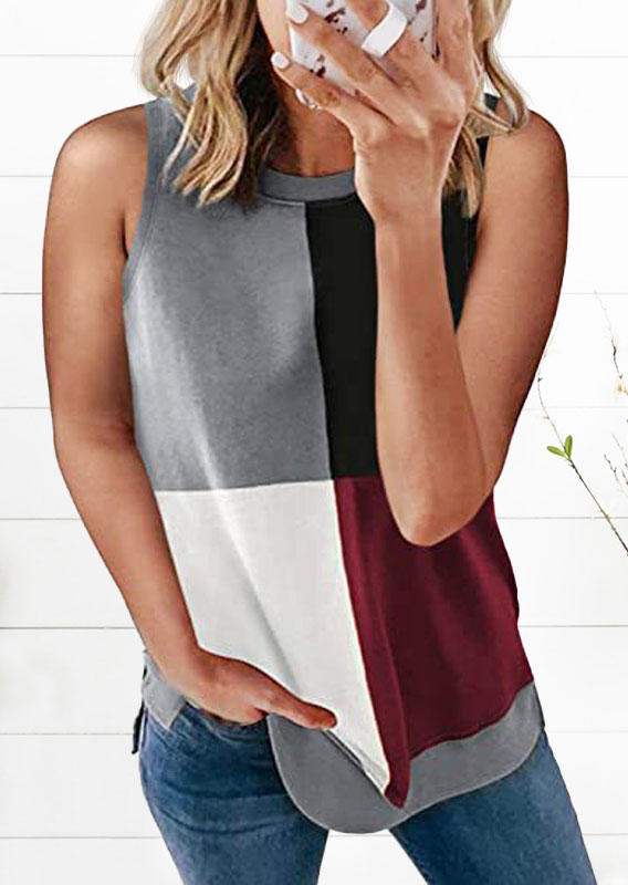

Color Block Casual Tank, Multicolor, 532262