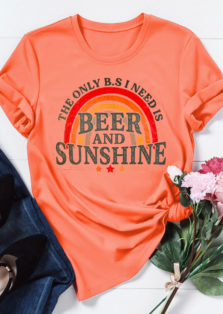 

Beer And Sunshine Rainbow T-Shirt Tee - Orange, SCM001039
