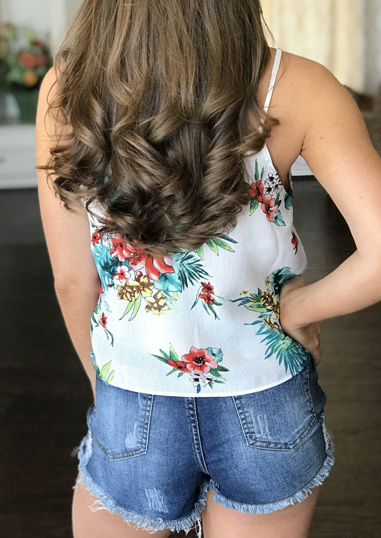 Floral Tie Casual Camisole - White