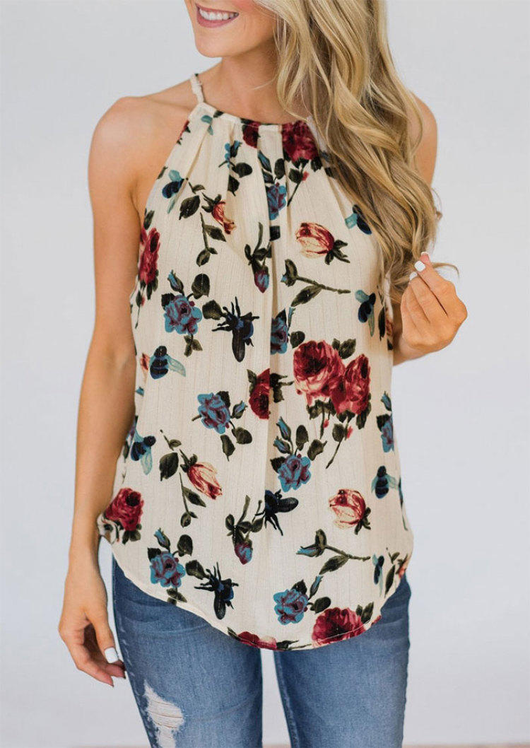 

Floral Ruffled Casual Camisole, Multicolor, SCM000780