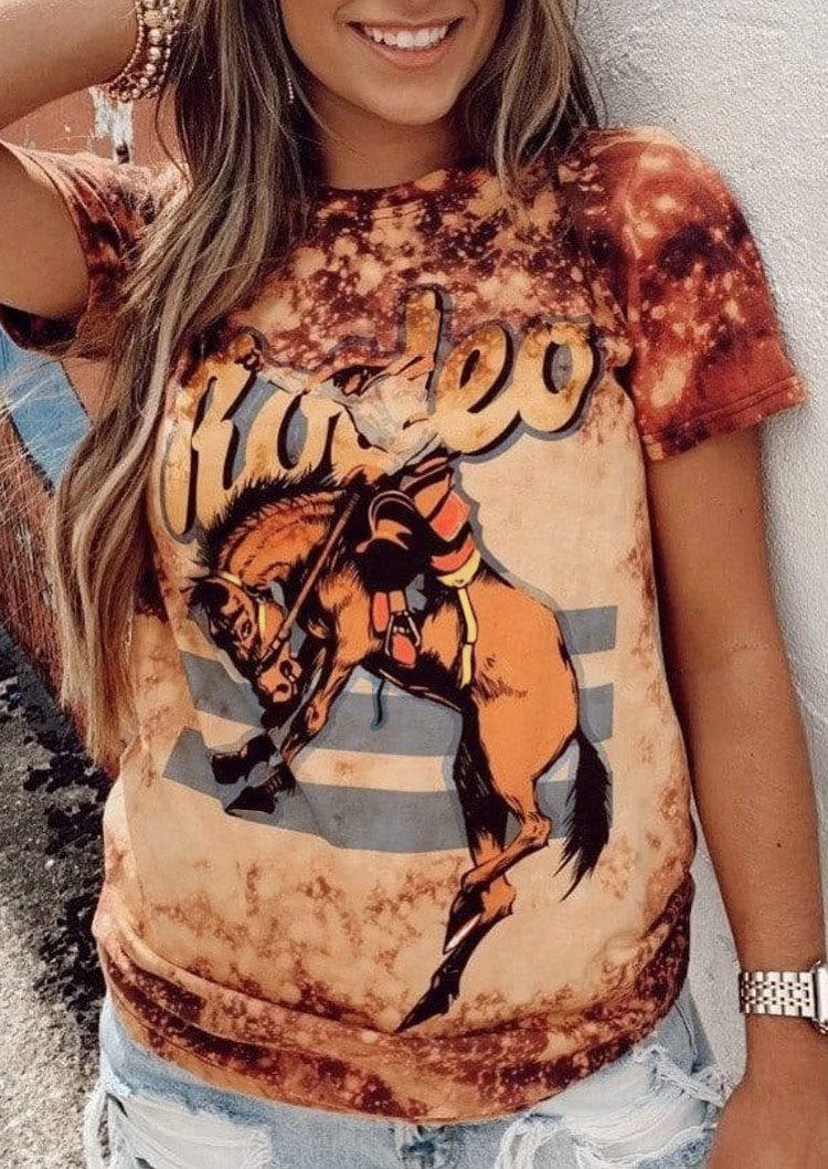 

Rodeo Horse Tie Dye T-Shirt Tee, Multicolor, SCM000897