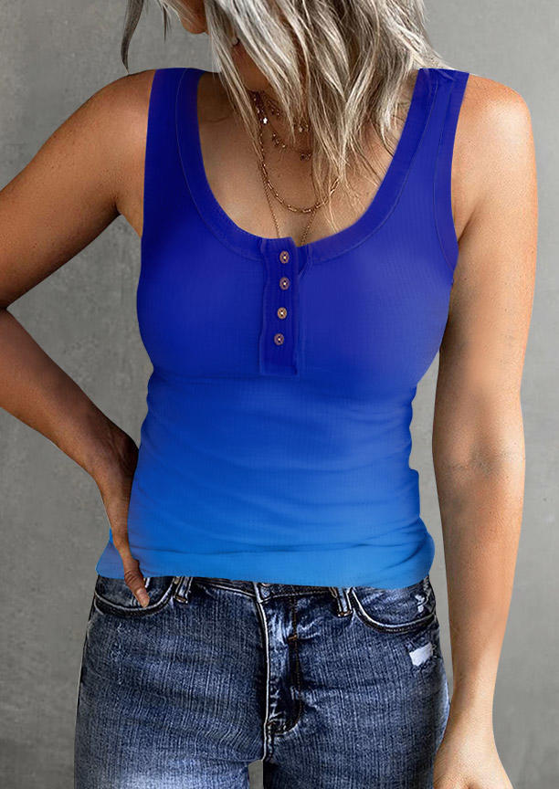 

Gradient Button Casual Tank - Blue, 531780