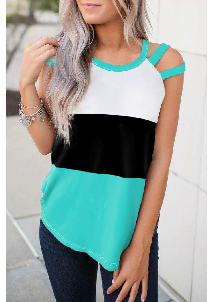 

Color Block Criss-Cross Tank, Multicolor, SCM000988