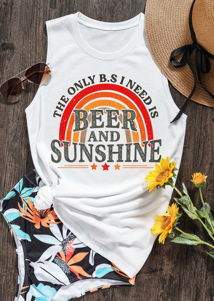 

The Only B.S I Need Is Beer And Sunshine Rainbow Tank - White, 532583