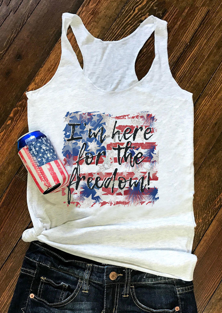 

I'm Here For The Freedom Racerback Tank - White, 532252