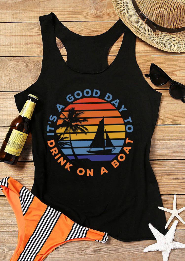 

It's A Good Day To Drink On A Boat Racerback Tank - Black, 532265