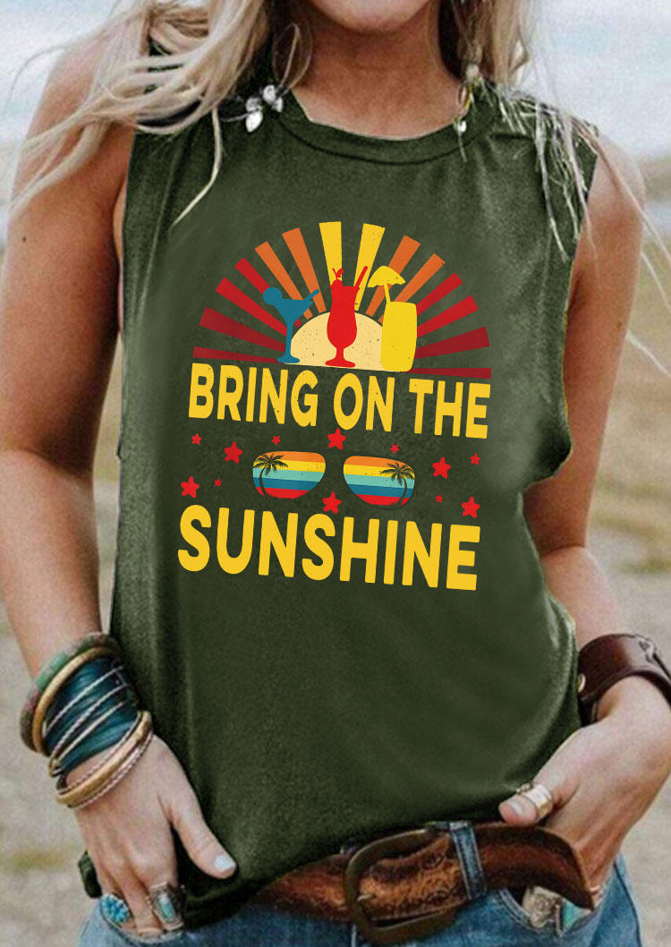 

Bring On The Sunshine Drink Coconut Tree Tank - Army Green, 532360