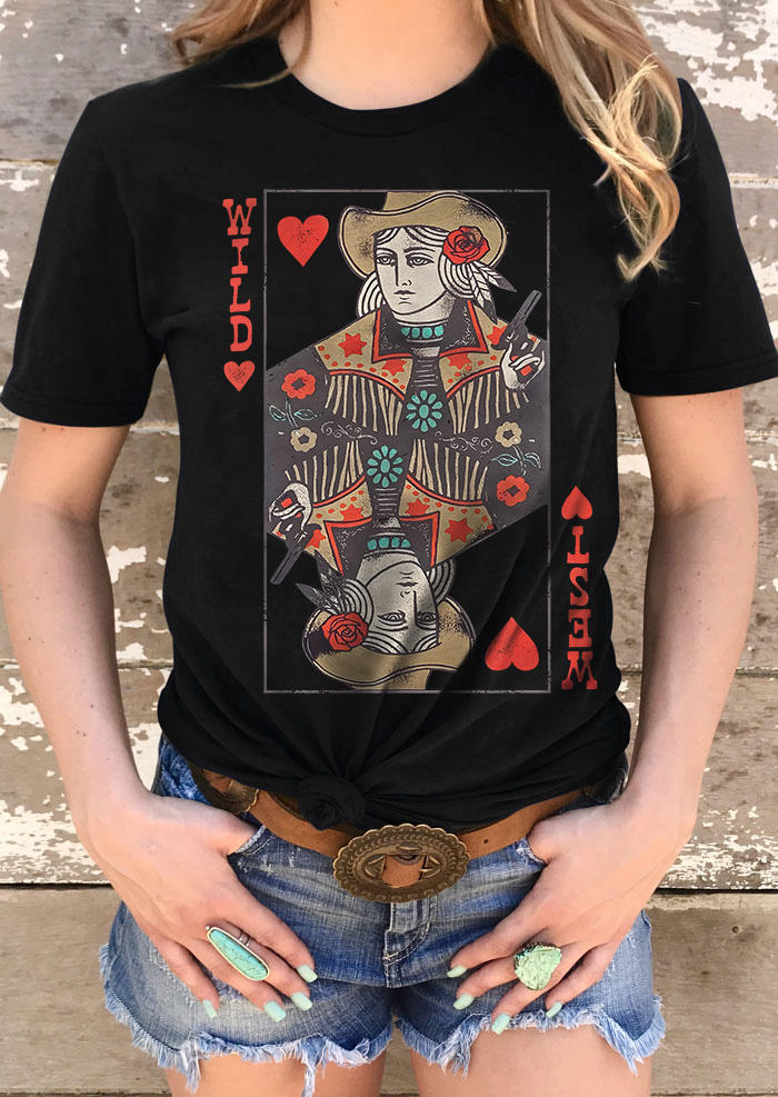 Wild West Poker T-Shirt Tee - Black