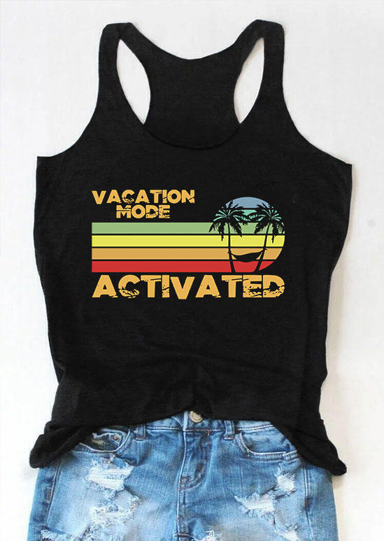 

Vacation Mode Activated Racerback Tank - Black, 532407
