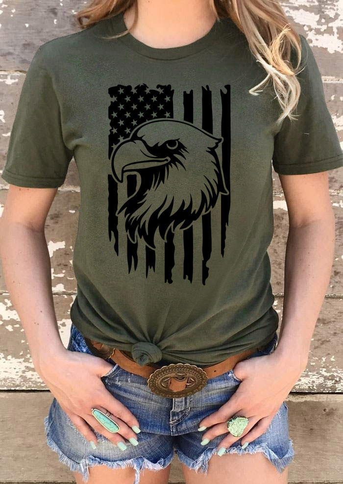 

American Flag Eagle T-Shirt Tee - Army Green, 532408