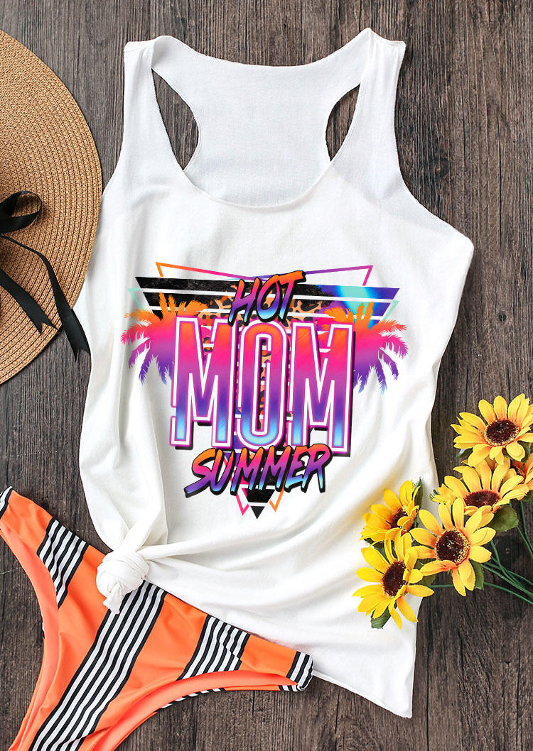 

Hot Mom Summer Leopard Racerback Tank - White, 532409