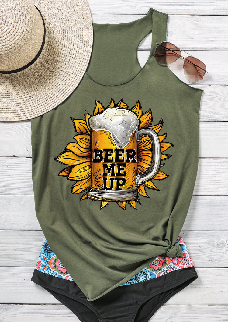 

Beer Me Up Sunflower Racerback Tank - Army Green, 532427