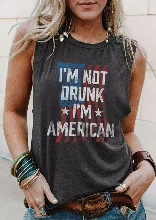 

I'm Not Drunk I'm American Flag Tank - Dark Grey, 532481