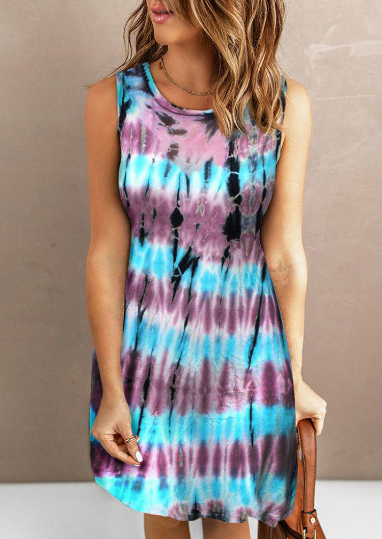 

Tie Dye Open Back Twist Mini Dress, Multicolor, SCM001090