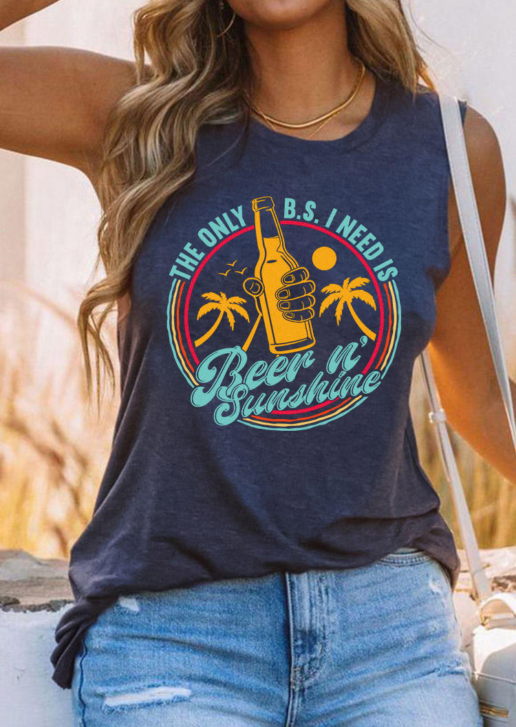 

The Only B.S. I Need Is Beer N' Sunshine Tank - Navy Blue, 532288