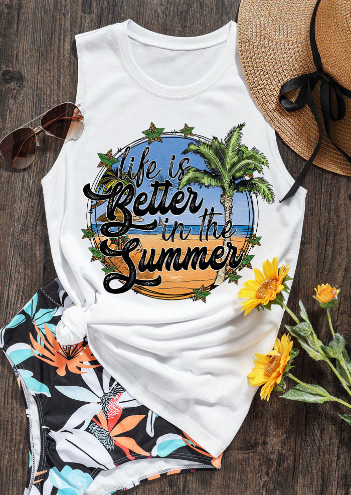 

Life Is Better In The Summer Coconut Tree Tank - White, 532402