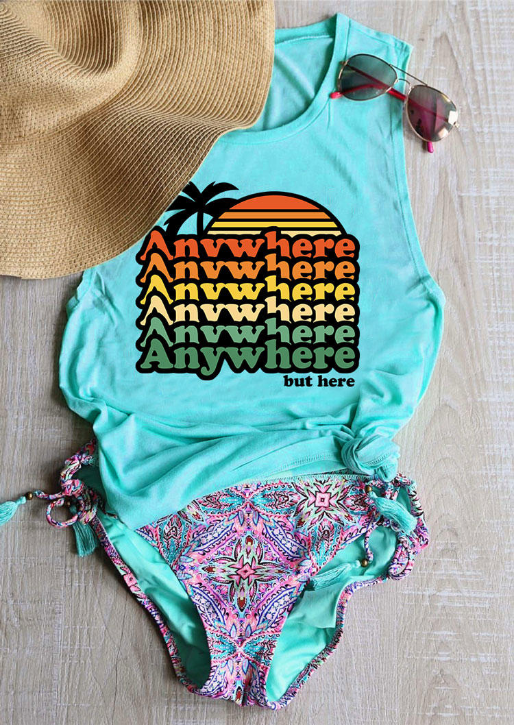 

Coconut Tree Sunset Anywhere But Here Tank - Cyan, 532403