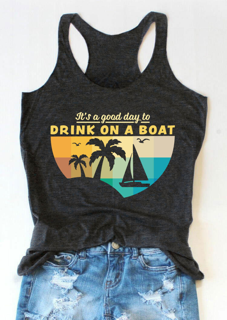 

It's A Good Day To Drink On A Boat Racerback Tank - Dark Grey, 532470