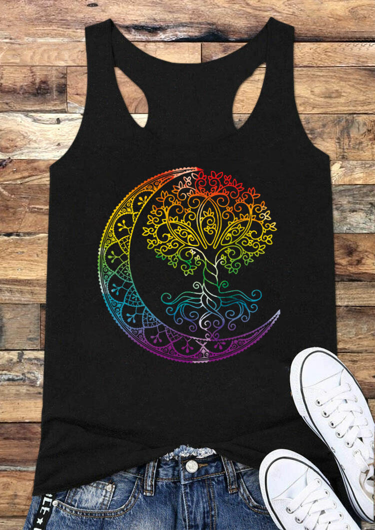 

Gradient Tree Of Life Moon Racerback Tank - Black, 532485