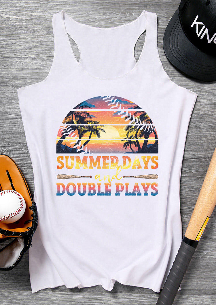 

Summer Days And Double Plays Baseball Racerback Tank - White, 532534