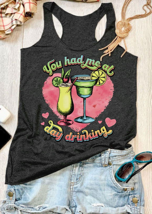 

You Had Me At Day Drinking Heart Racerback Tank - Dark Grey, 532580