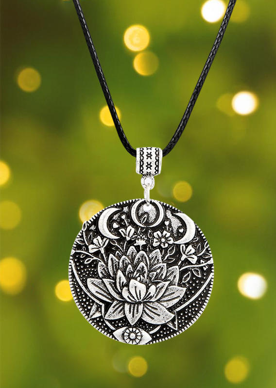

Lotus Moon Pendant Necklace, Silver, 532762