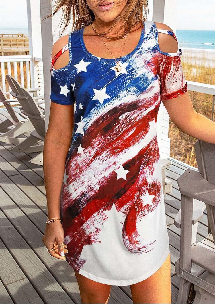 American Flag Star Criss-Cross Mini Dress