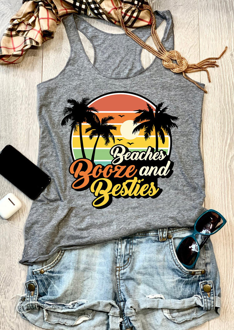 

Beaches Booze And Besties Racerback Tank - Gray, 532609