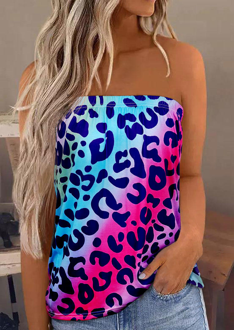 

Colorful Gradient Leopard Strapless Bandeau Tank, Multicolor, 532713