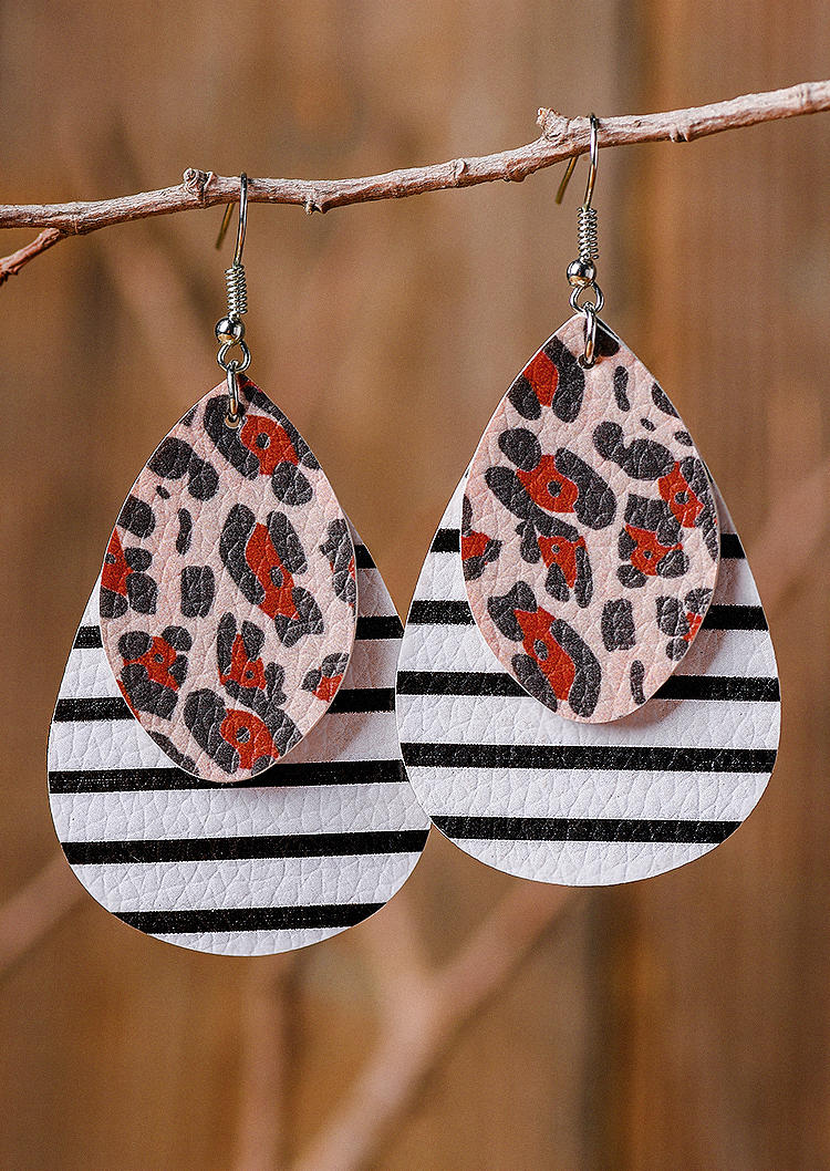 

Leopard Striped Water Drop Earrings, Pattern1, 532765
