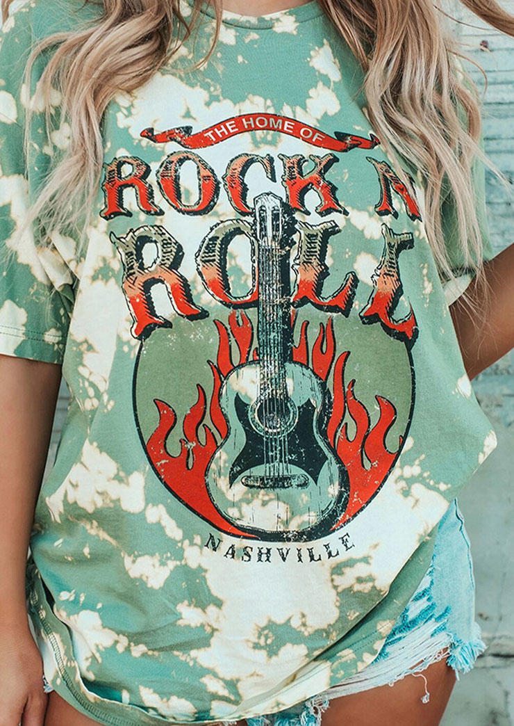 The Home Of Rock N Roll Nashville T-Shirt Tee - Green