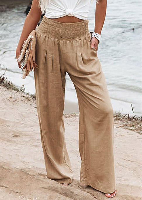 

Ruffled High Waist Wide Leg Pants - Khaki, 532867