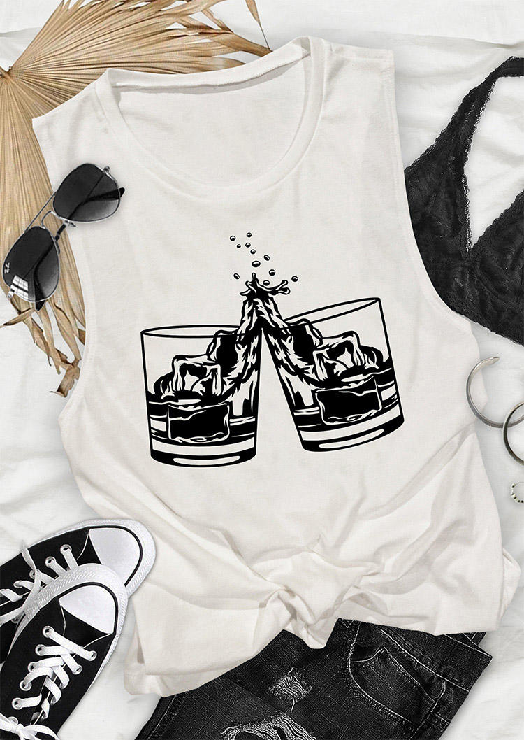 

Toasting Whiskey Glasses O-Neck Tank - White, 532406