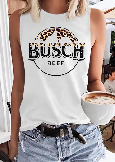 

Beer Leopard O-Neck Tank - White, 532635