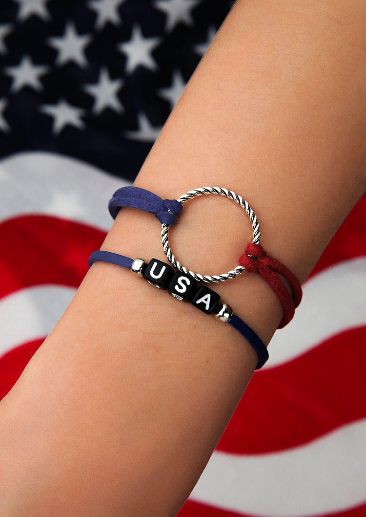 USA Circle Double-Layered Alloy Bracelet