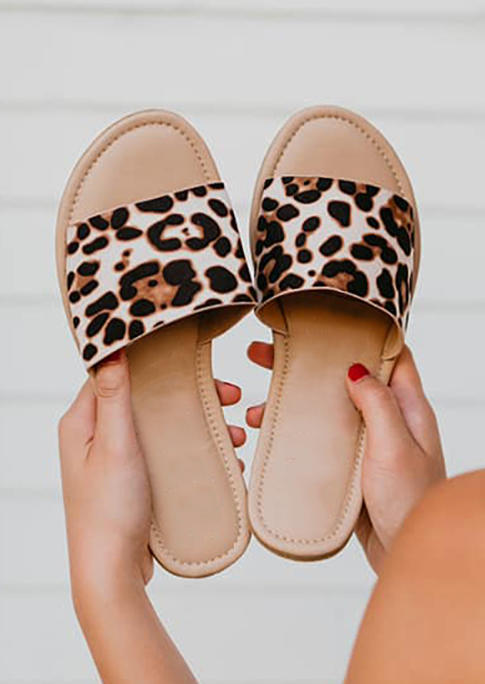 

Leopard Slip On Flat Slippers, 532922