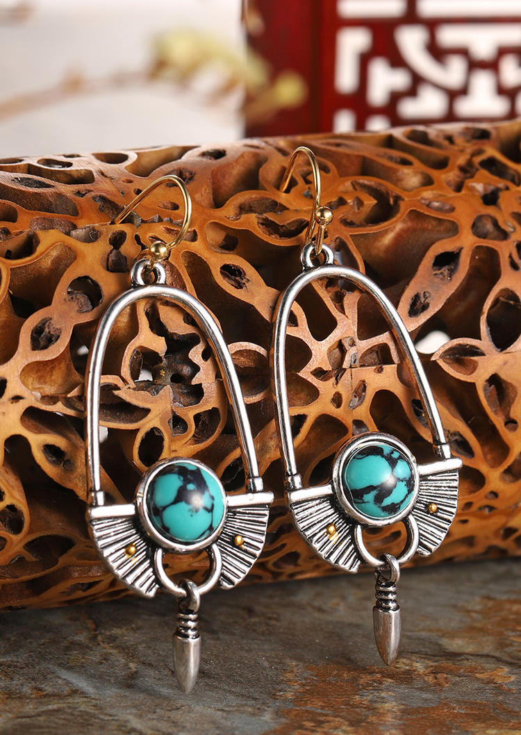

Bullet Turquoise Alloy Hook Earrings, Silver, 532932