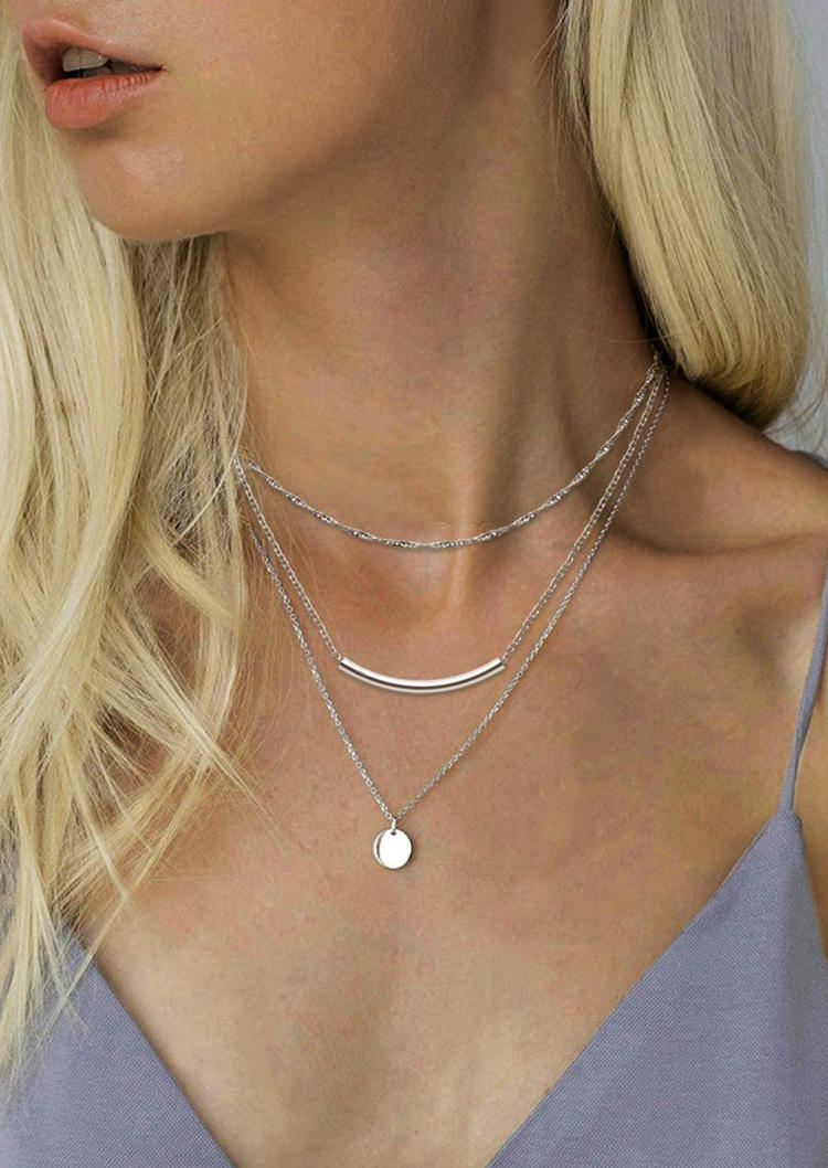 

3Pcs Adjustable Alloy Necklace, Silver, 532943