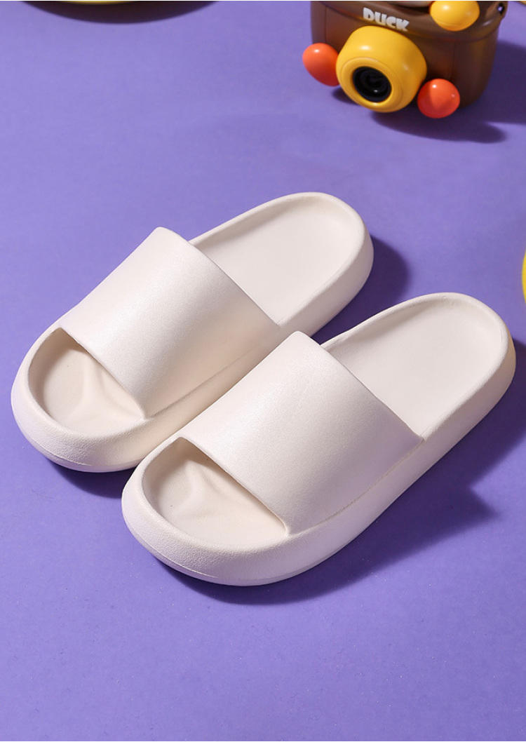 

Round Toe Flat Slippers - Beige, SCM000496